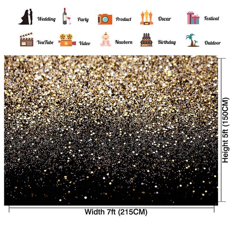 CHAIYA 7x5ft 2026 New Year Backdrop Gold Glitter Paint Backdrop for Photography Astract Golden Bokeh Starry Sky Wedding Adult Baby Children Family Party Decorations New Year Party Backdrop - Image 3